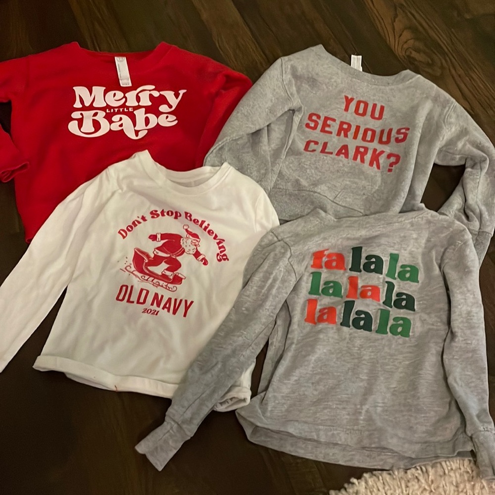 Lot of 4 Christmas Tees and Sweatshirts 2t